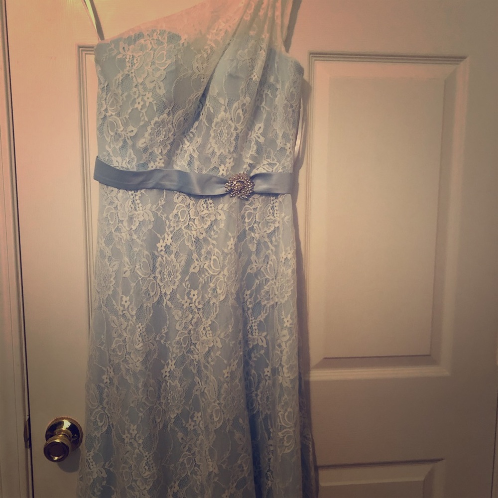 Kanali K one shoulder blue bridesmaids dress